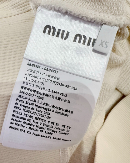 Miu Miu Crystal Logo Sweatshirt Beige/Ecru, Green FR 34