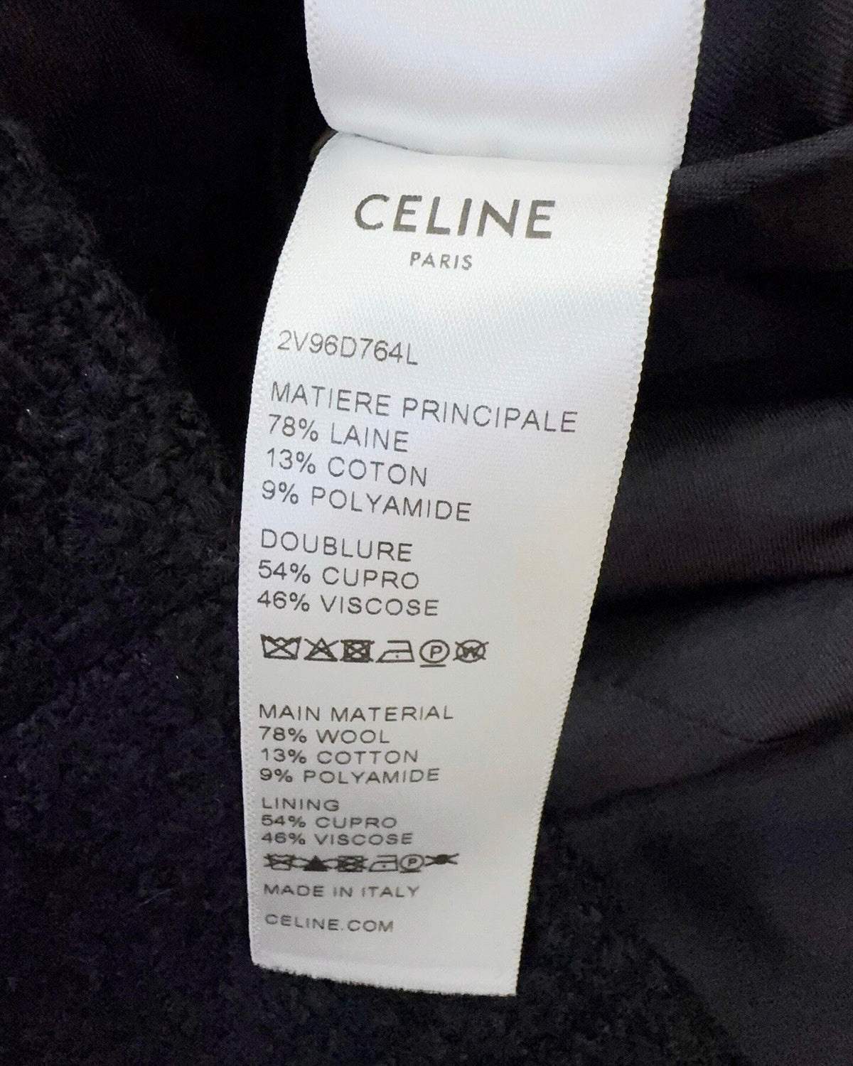 Celine Cropped Contrast-Trim Tweed Jacket Black, White FR 34