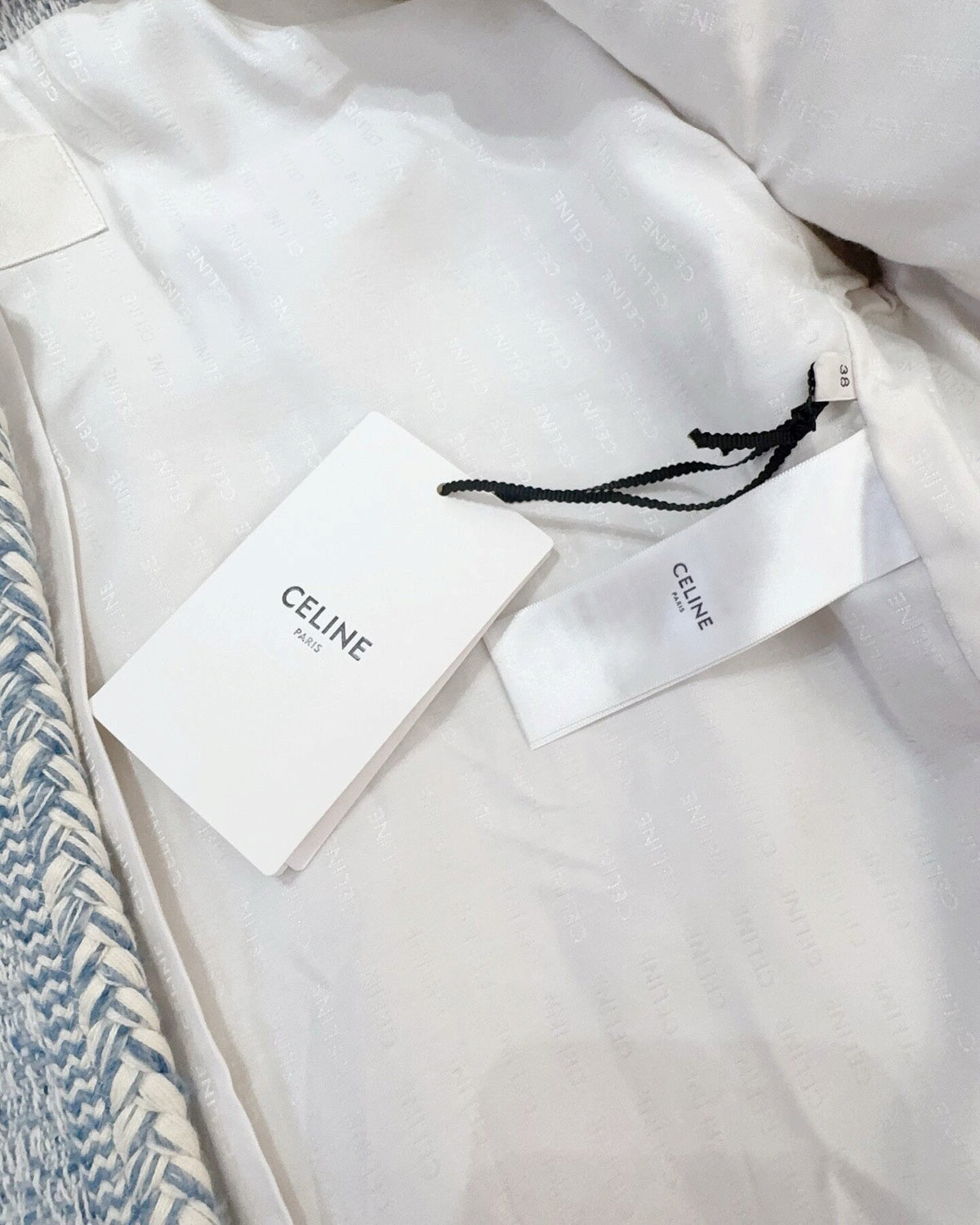 Celine Tweed Jacket Blue, White FR 38
