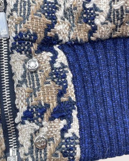 Chanel 24N Coco Neige Houndstooth Tweed Vest Beige/Ecru, Navy FR 36