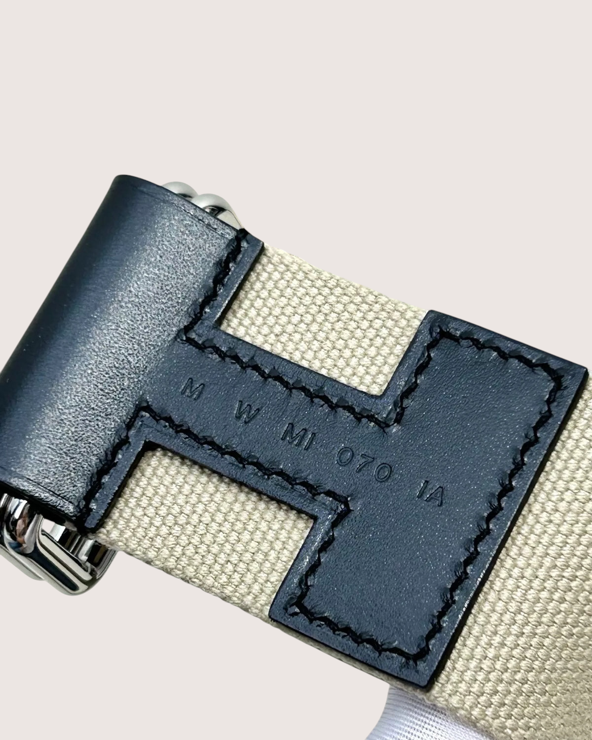Hermès Nomade Canvas H-Buckle Belt Beige/Ecru, Black One Size