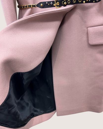 Miu Miu Wool Double-Breasted Fur-Collar Coat Pink, Black FR 36