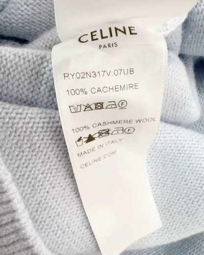 Celine Cashmere Triomphe Logo Sweater Blue FR 34