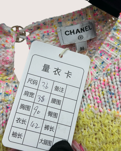 Chanel 24C Coco Heart Short-Sleeve Sweater Pink, White, Multicolor FR 36