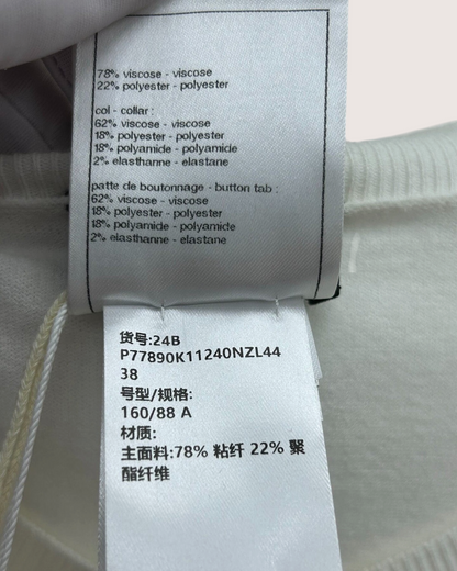 Chanel 24B Openwork-Panel Cardigan White FR 38
