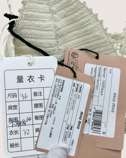 Miu Miu Crochet Triangle Bralette Beige/Ecru IT 40