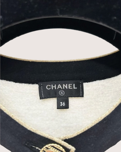 Chanel 19C Contrast-Trim Cardigan White, Black FR 36