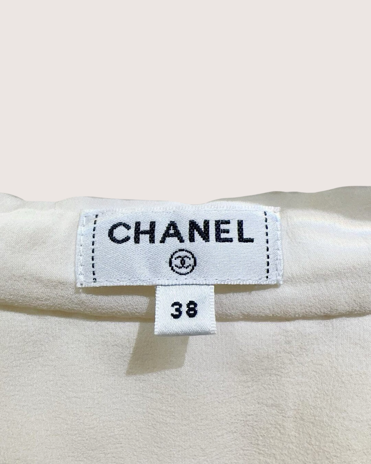 Chanel Silk Lace-Trim Shirt Beige/Ecru FR 38
