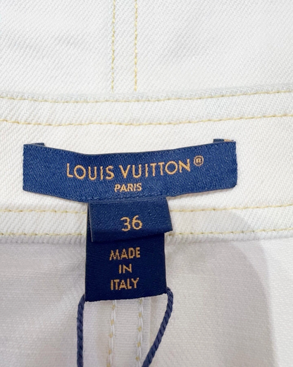 Louis Vuitton Zip-Front Denim Mini Skirt White, Blue FR 36