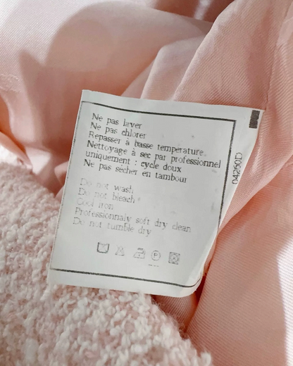 Chanel 96P Belted Tweed Coat Pink, White FR 34