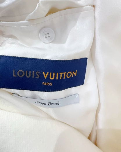 Louis Vuitton Belted Wool Coat White FR 50