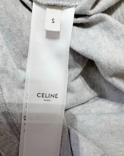 Celine Long-Sleeve Logo T-Shirt Grey, Navy FR 36