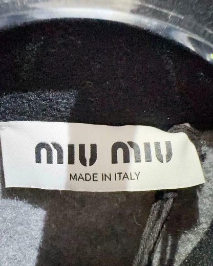 Miu Miu Fleece Zip-Up Jacket Grey FR 34