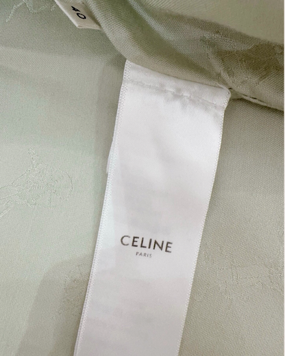 Celine Tweed Jacket Green, Beige/Ecru, Gold FR 40