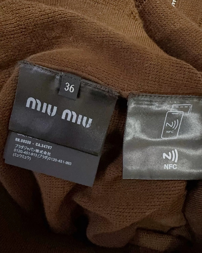 Miu Miu Striped Zip-Up Cardigan Brown, White FR 36