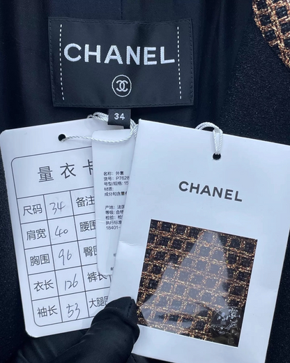 Chanel 24C Plaid Belted Trench Coat Brown, Black FR 34