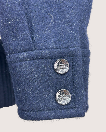 Chanel 25B Wool CC Heart-Pocket Jacket Navy FR 34