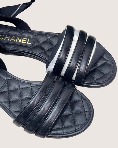 Chanel 26C Scarf Leather Sandals