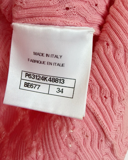 Chanel 20P Wool CC Polo Top Pink FR 34