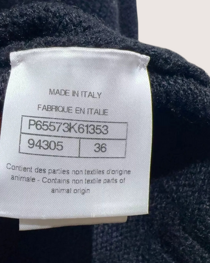 Chanel 20K Wool Cropped Camellia Sweater - Black, view 6