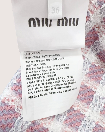 Miu Miu Sequin Tweed Coat Pink, White, Multicolor FR 36