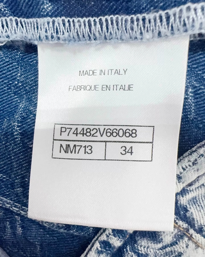 Chanel 23P Camellia Straight Denim Jeans Blue, White FR 34