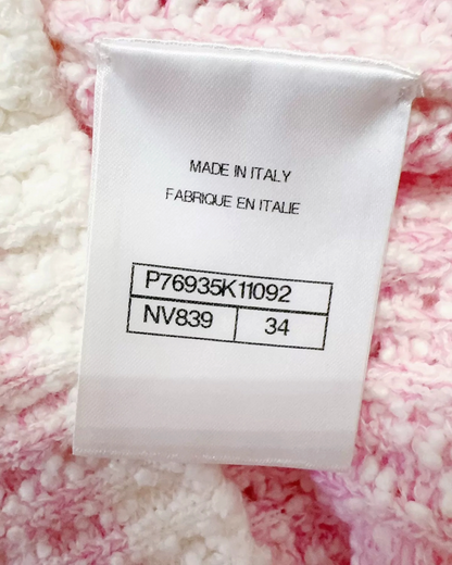 Chanel 24P Cashmere Bouclé Sweater Pink, White FR 34