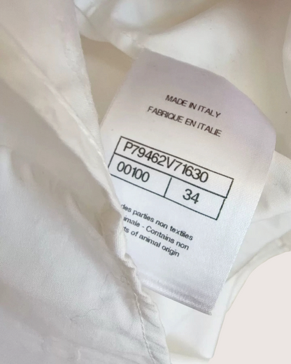 Chanel 25S Sequin Bird Logo Shirt White FR 34