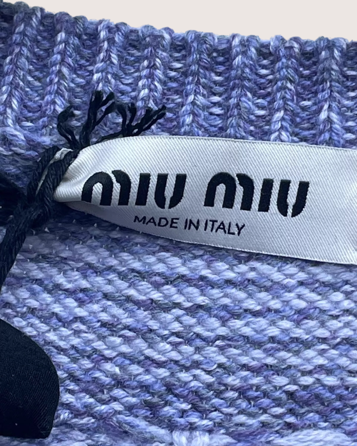 Miu Miu Wool Short-Sleeve Sweater Purple, White IT 40