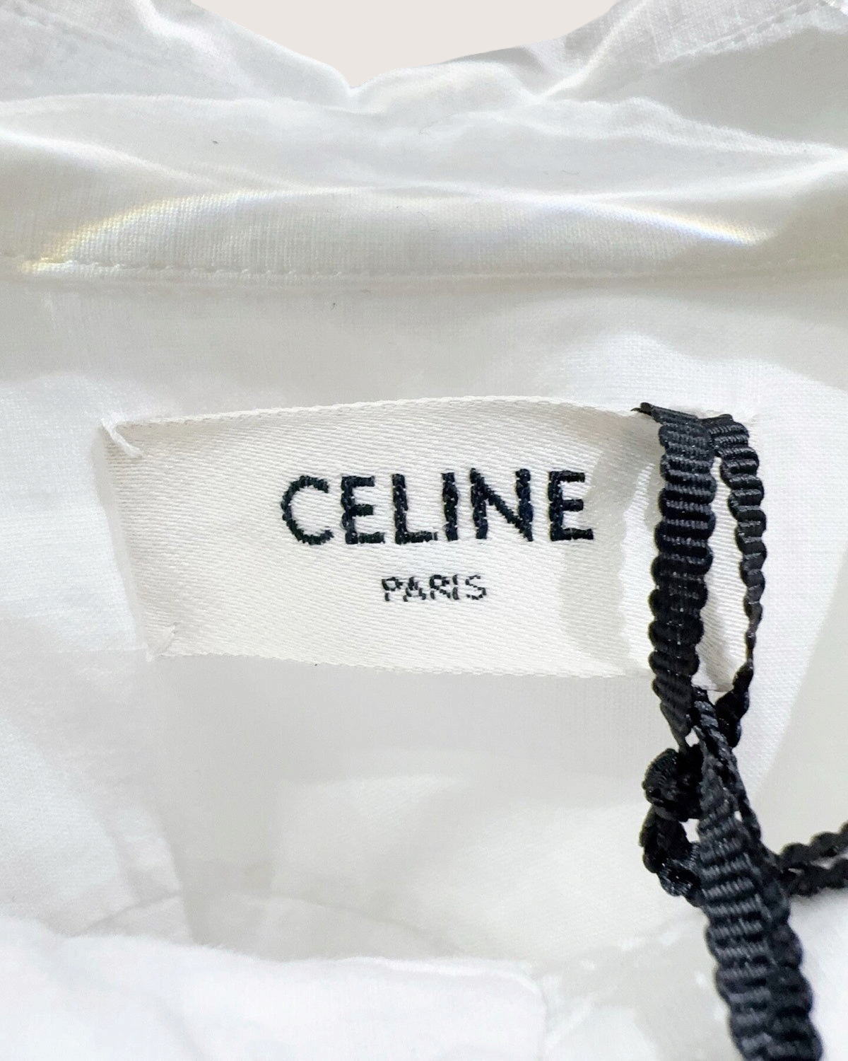 Celine Lace-Trim Cropped Shirt White