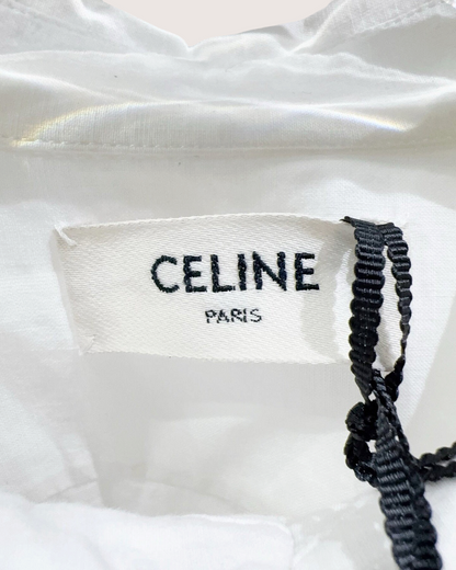 Celine Lace-Trim Cropped Shirt White