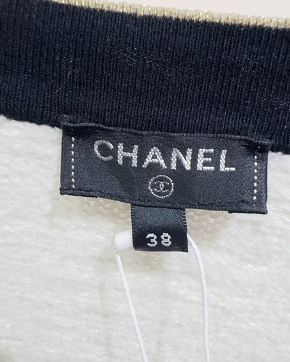 Chanel Terry Cloth Mini Dress White, Navy, Gold FR 38