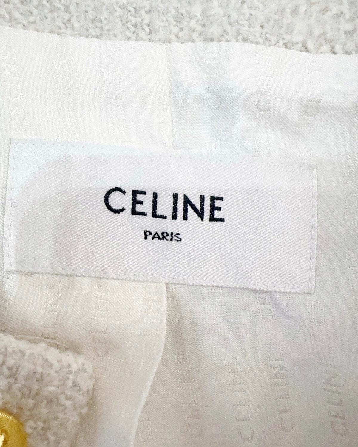 Celine Striped Tweed Jacket Beige/Ecru, Navy FR 36