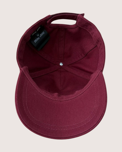 Miu Miu Logo Hat Burgundy FR 38