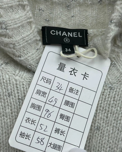 Chanel 21N Coco Neige Cashmere Sweater Black, White FR 34