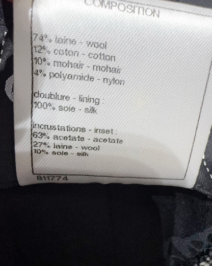 Chanel Tweed Jacket Black, White FR 38