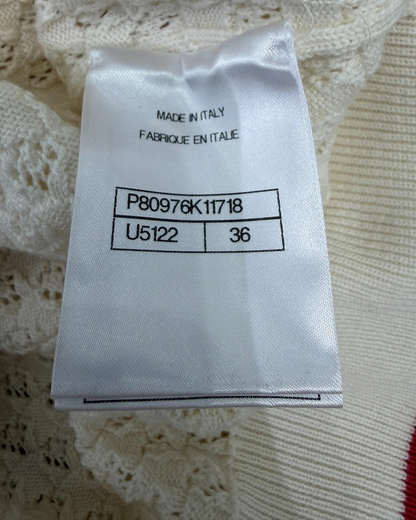 Chanel 26C Knit Cardigan Beige/Ecru, Red FR 36
