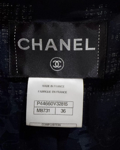Chanel 12A Tweed Four-Pocket Jacket Navy FR 36