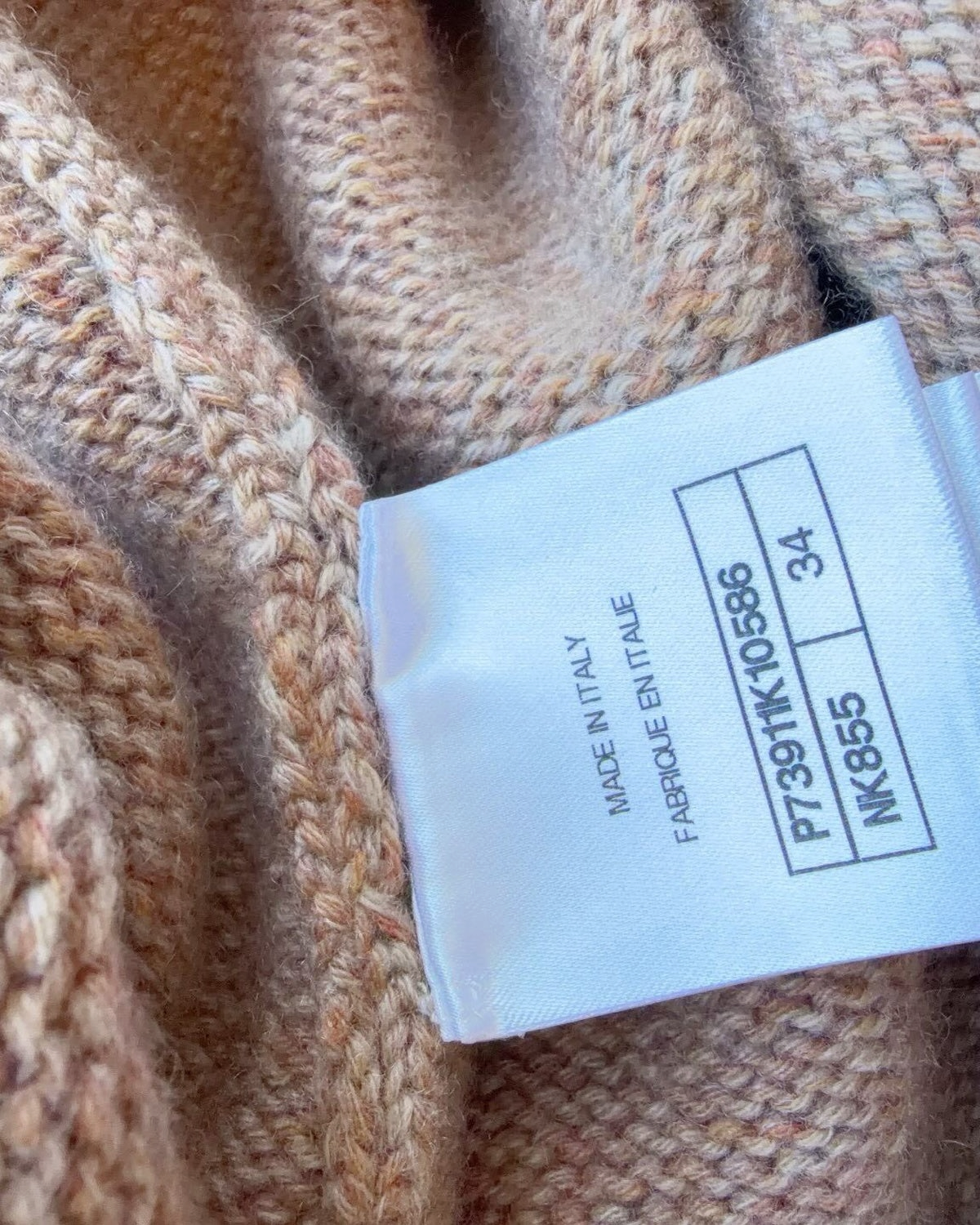 Chanel 22K Cashmere Contrast-Trim CC Sweater Beige/Ecru, Purple FR 34