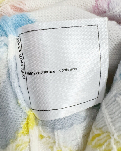 Chanel 19C Cashmere Rainbow Striped Sweater White, Multicolor FR 34