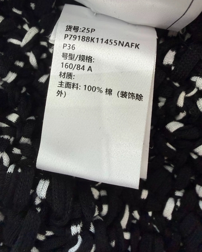 Chanel 25P Crystal-Trim Tweed Jacket Black, White FR 36