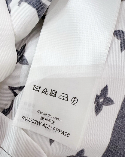 Louis Vuitton Striped-Hem Monogram Shorts White, Navy, Grey FR 38