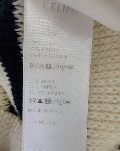 Celine Striped Cardigan Beige/Ecru, Navy FR 38