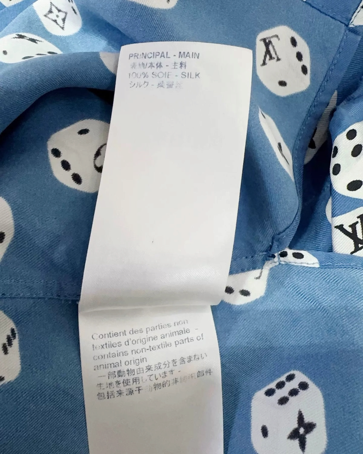 Louis Vuitton Silk Dice-Print Shirt Blue, White, Multicolor FR 36