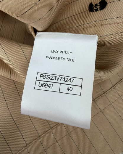 Chanel 26S CC Striped Logo Top Beige/Ecru, Black FR 40