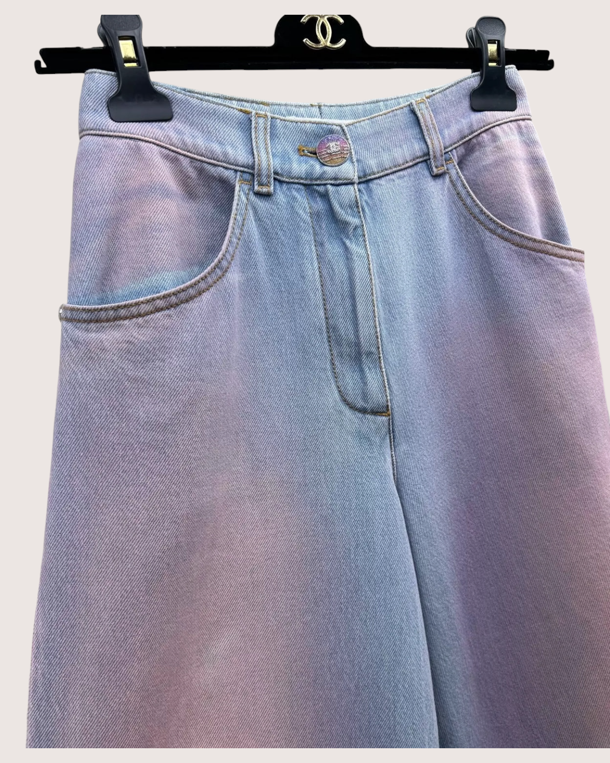 Chanel 24C Gradient Wide-Leg Denim Jeans Blue, Pink FR 34