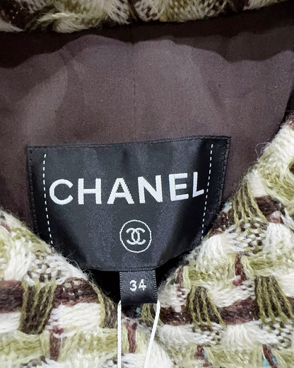 Chanel 23A Tweed Jacket Beige/Ecru, Green, Brown, Multicolor FR 34