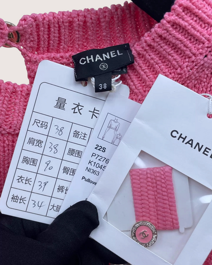 Chanel 22S Cropped Short-Sleeve Sweater