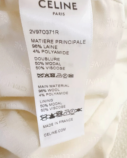 Celine Short-Sleeve Tweed Jacket Beige/Ecru FR 34