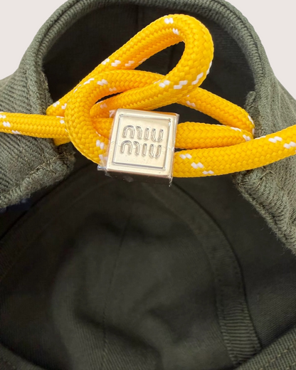 Miu Miu Drawstring Hat Green One Size